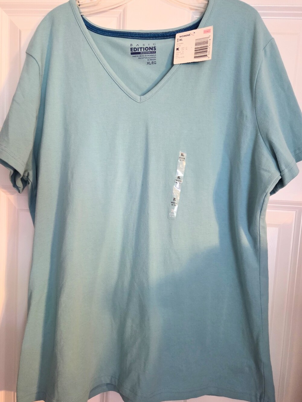 BASIC vintag NEW NWT Short Sleeve V Neck Cotton Tee T Shirt Womens XL